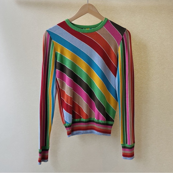 Y2K Vintage Miss Sixty Rainbow Knit Sweater Shirt - Picture 1 of 5